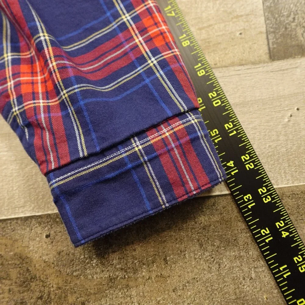 LL Bean Fleece-Lined Flannel Hoodie Plaid women's medium petite red navy - Picture 5 of 10